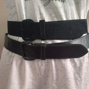 Vintage Jill Stuart  Black Double Suede/Leather Belt | Size OS